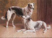 Carl Reichert Hounds in an Interior oil painting reproduction
